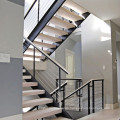 Modern Indoor Small Space Stairs Stainless Steel Wooden Straight Staircase